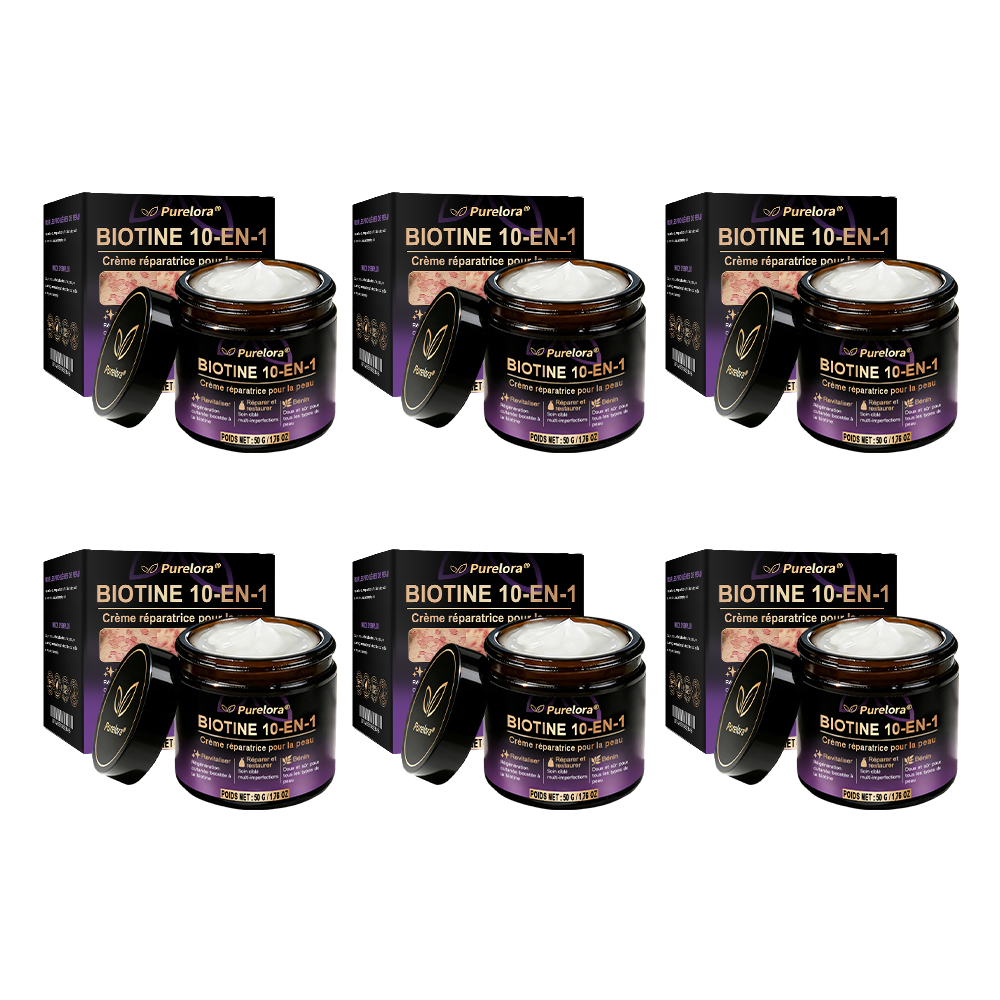 Fabriquée et expédiée depuis la France 🍁 Crème réparatrice pour la peau à la biotine Purelora® (formule 10-en-1) — Dernier jour de la promotion : -25 %.