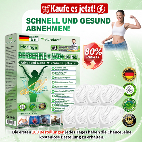 👩‍⚕️ [Offizieller Flagship-Store] 👩‍⚕️ | Purelora® Moringa · Berberin × NAD⁺ 10-in-1 Advanced Nano-Mikronadelpflaster 🇩🇪 | 𝘽𝙖𝙠𝙚𝙙 𝙗𝙮 𝙨𝙘𝙞𝙚𝙣𝙘𝙚 | 10-𝗂𝗇-𝟣 𝖿𝗈𝗋𝗆𝗎𝗅𝖺 | 𝑅𝑒𝑠𝑢𝑙𝑡𝑠 𝑖𝑛 7 𝑑𝑎𝑦𝑠 ⏳