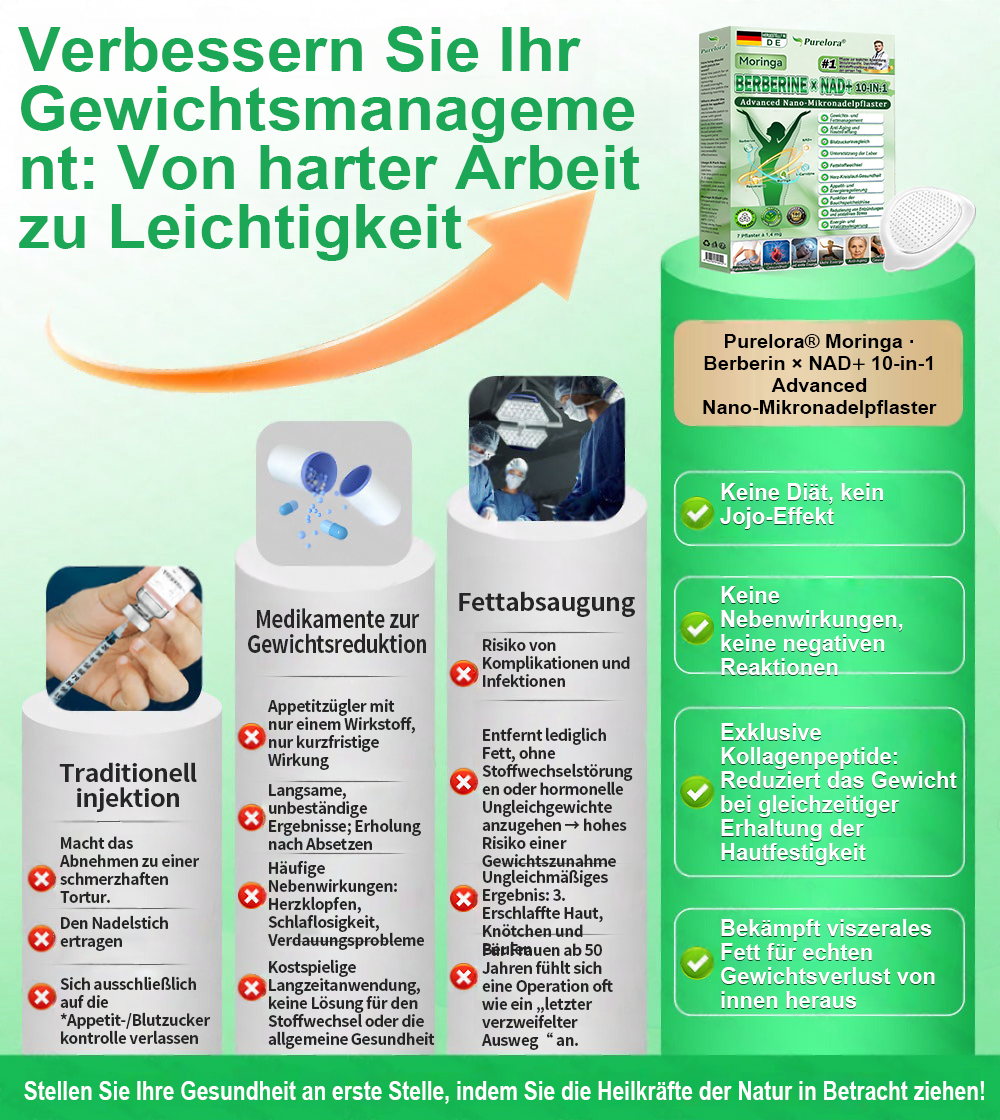 👩‍⚕️ [Offizieller Flagship-Store] 👩‍⚕️ | Purelora® Moringa · Berberin × NAD⁺ 10-in-1 Advanced Nano-Mikronadelpflaster 🇩🇪 | 𝘽𝙖𝙠𝙚𝙙 𝙗𝙮 𝙨𝙘𝙞𝙚𝙣𝙘𝙚 | 10-𝗂𝗇-𝟣 𝖿𝗈𝗋𝗆𝗎𝗅𝖺 | 𝑅𝑒𝑠𝑢𝑙𝑡𝑠 𝑖𝑛 7 𝑑𝑎𝑦𝑠 ⏳