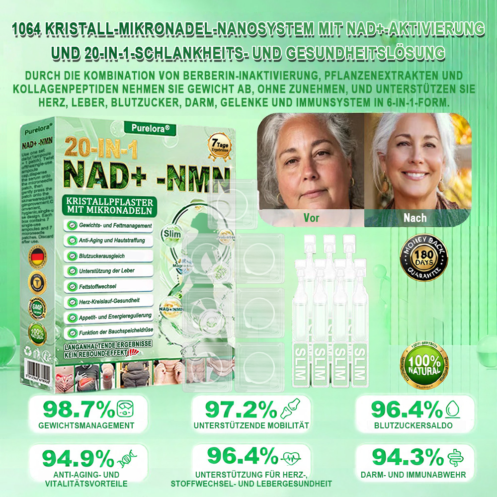 🔥 Neu eingetroffen | Purelora® Crystal Microneedle Nano-System mit NAD⁺-Aktivierung & 20-in-1 Slim- & Healthy-Patch-Lösung
