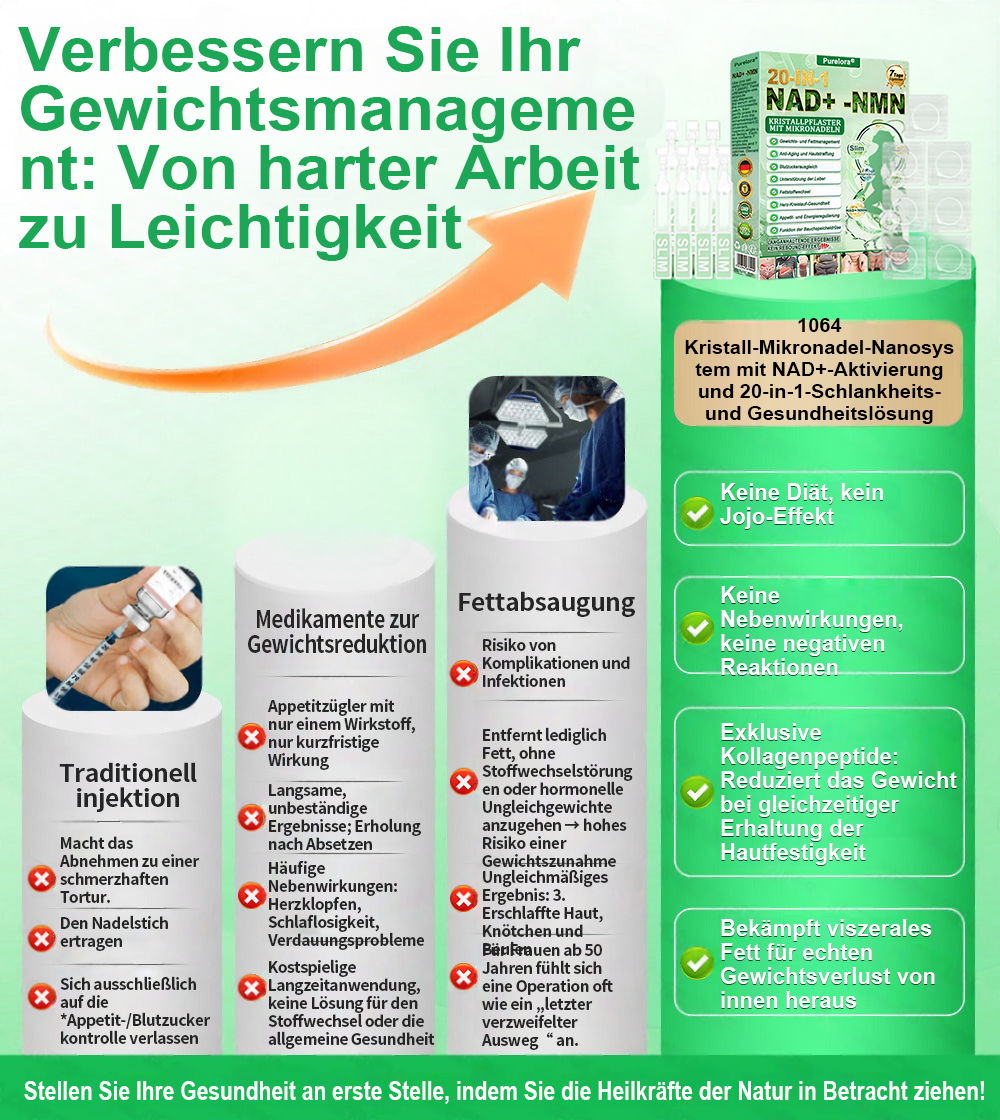 🔥 Neu eingetroffen | Purelora® Crystal Microneedle Nano-System mit NAD⁺-Aktivierung & 20-in-1 Slim- & Healthy-Patch-Lösung