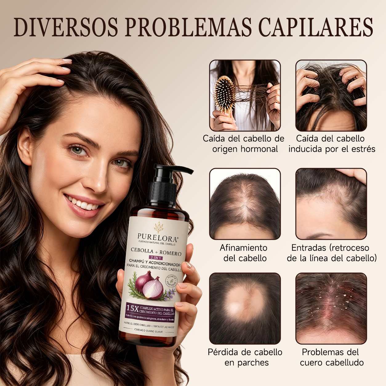 🌿👨‍⚕️ Boutique officielle française | 🔥 Shampoing et après-shampoing 2-en-1 PURELORA® à l'oignon et au romarin — Enrichi d'un complexe actif stimulant la croissance capillaire (concentration x15) pour des cheveux plus épais, plus denses et plus forts.