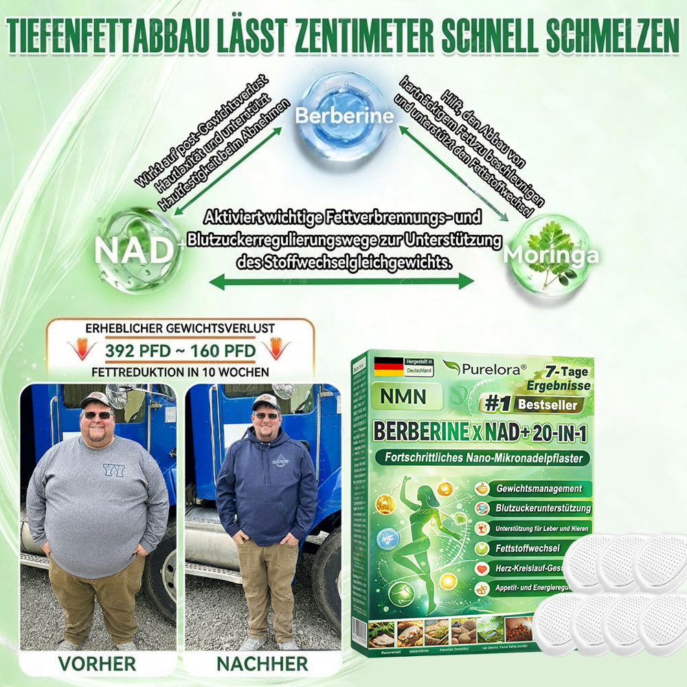 💖𝑶𝒏𝒍𝒊𝒏𝒆-𝑨𝒑𝒐𝒕𝒉𝒆𝒌𝒆💖丨Purelora® Moringa Berberine x NAD+ 20-in-1 Nano-Mikronadel-Patch (Nur einmal täglich, sichtbare Veränderungen in 7 Tagen) ✅ Für Übergewicht, lockere Haut, Diabetes, Schlafapnoe, Gelenkprobleme und mehr
