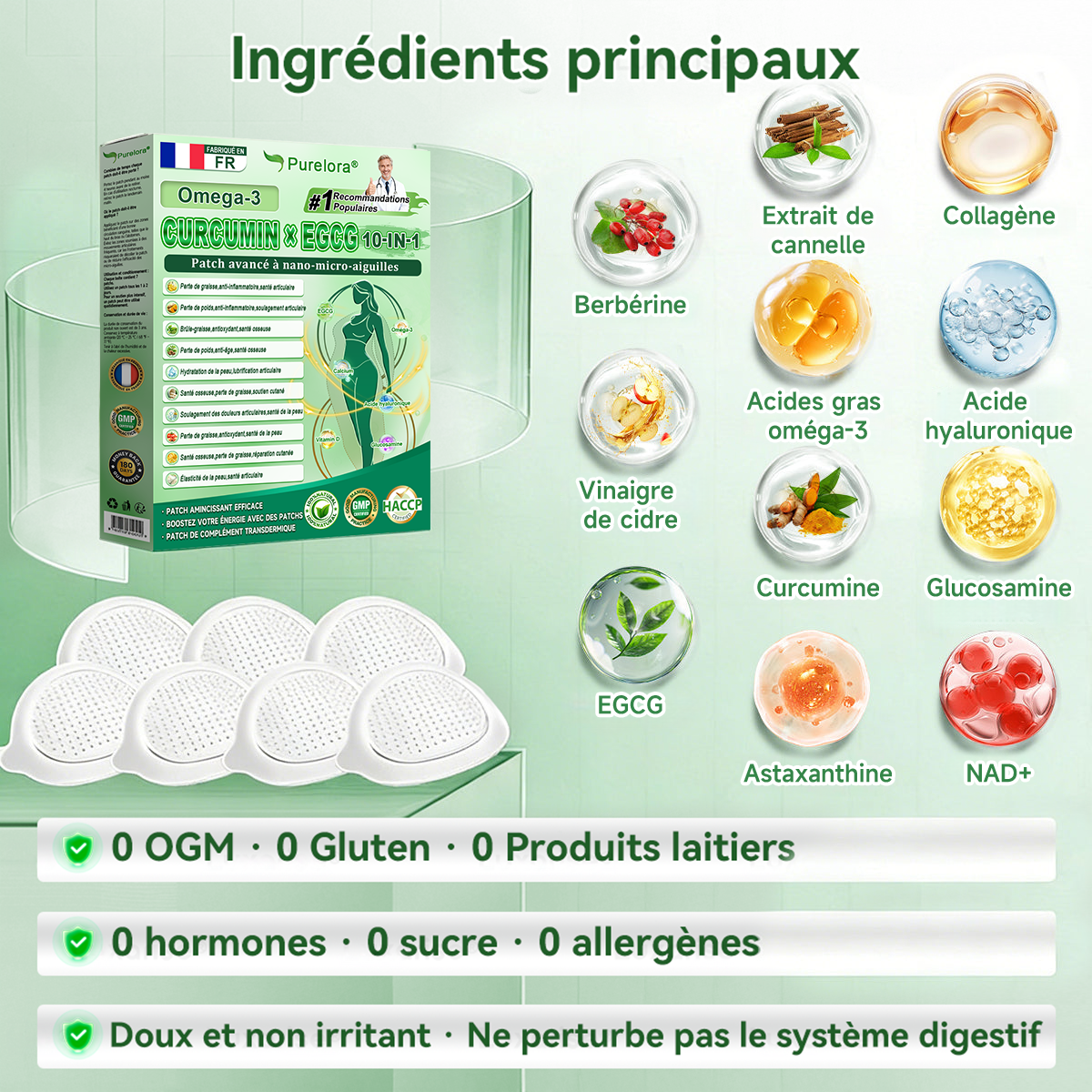 🔥 Nouveauté | Patch Purelora® 10-en-1 aux nanomicroneedles : Berbérine, Vinaigre de cidre et EGCG — Brûle les graisses tenaces • Réduit les rides • Favorise le confort articulaire (Résultats visibles en seulement 7 jours)