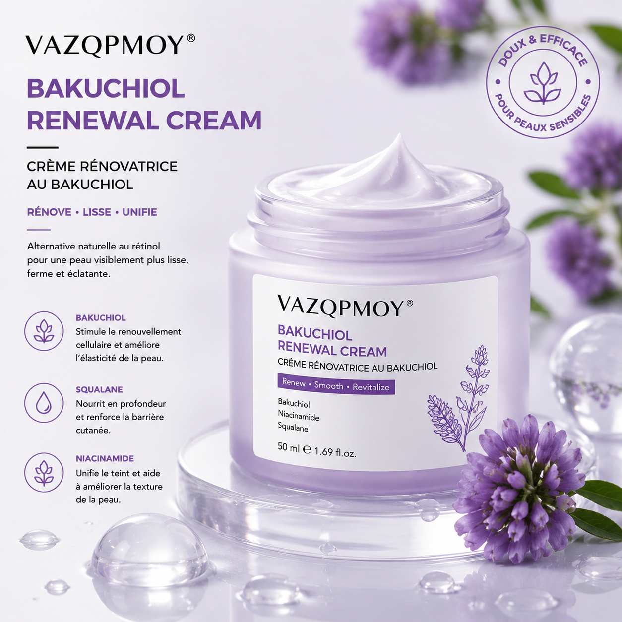 VAZQPMOY®Crème régénérante au bakuchiol