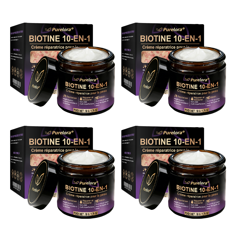 Fabriquée et expédiée depuis la France 🍁 Crème réparatrice pour la peau à la biotine Purelora® (formule 10-en-1) — Dernier jour de la promotion : -25 %.