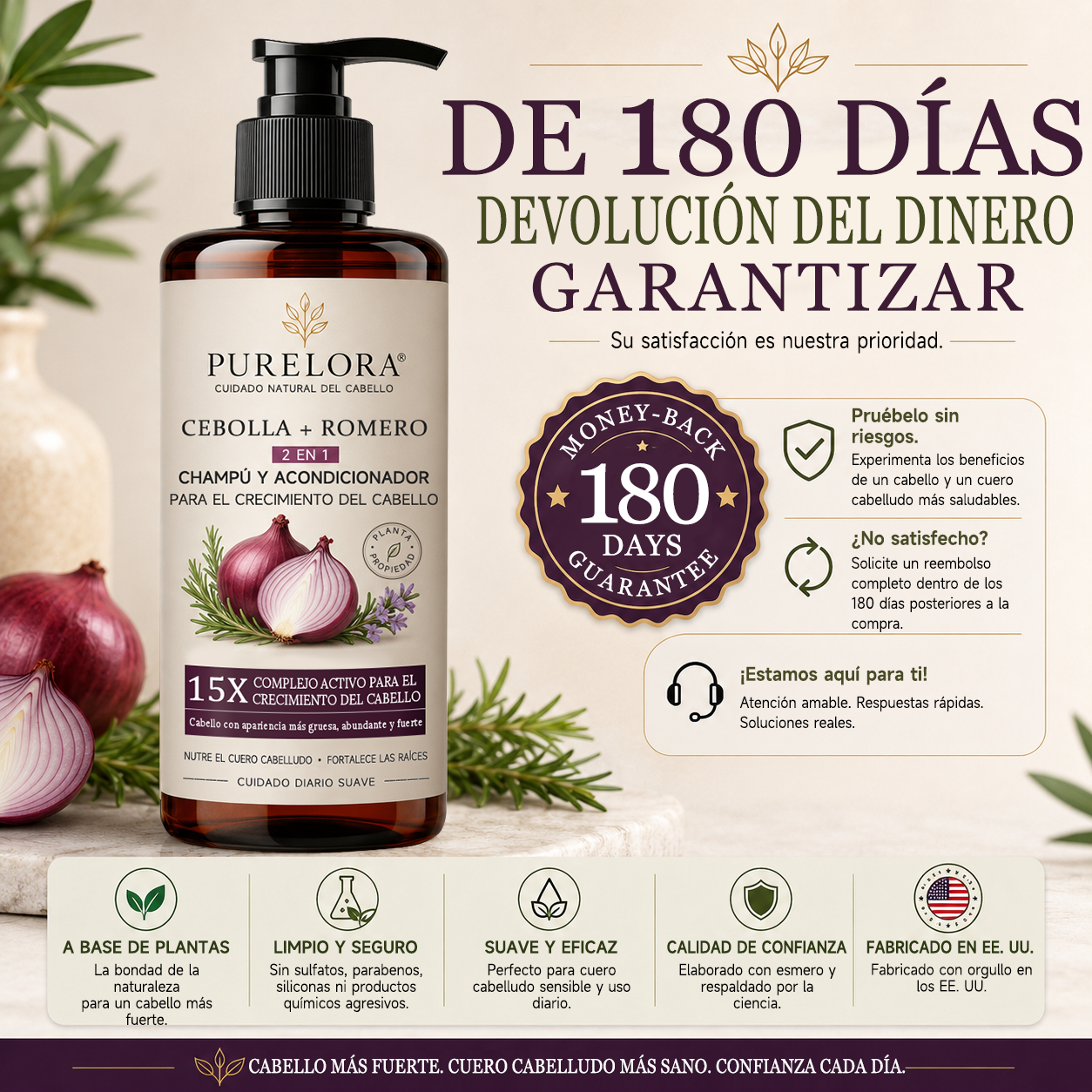🌿👨‍⚕️ Boutique officielle française | 🔥 Shampoing et après-shampoing 2-en-1 PURELORA® à l'oignon et au romarin — Enrichi d'un complexe actif stimulant la croissance capillaire (concentration x15) pour des cheveux plus épais, plus denses et plus forts.
