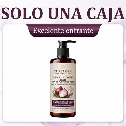 🌿👨‍⚕️ Boutique officielle française | 🔥 Shampoing et après-shampoing 2-en-1 PURELORA® à l'oignon et au romarin — Enrichi d'un complexe actif stimulant la croissance capillaire (concentration x15) pour des cheveux plus épais, plus denses et plus forts.