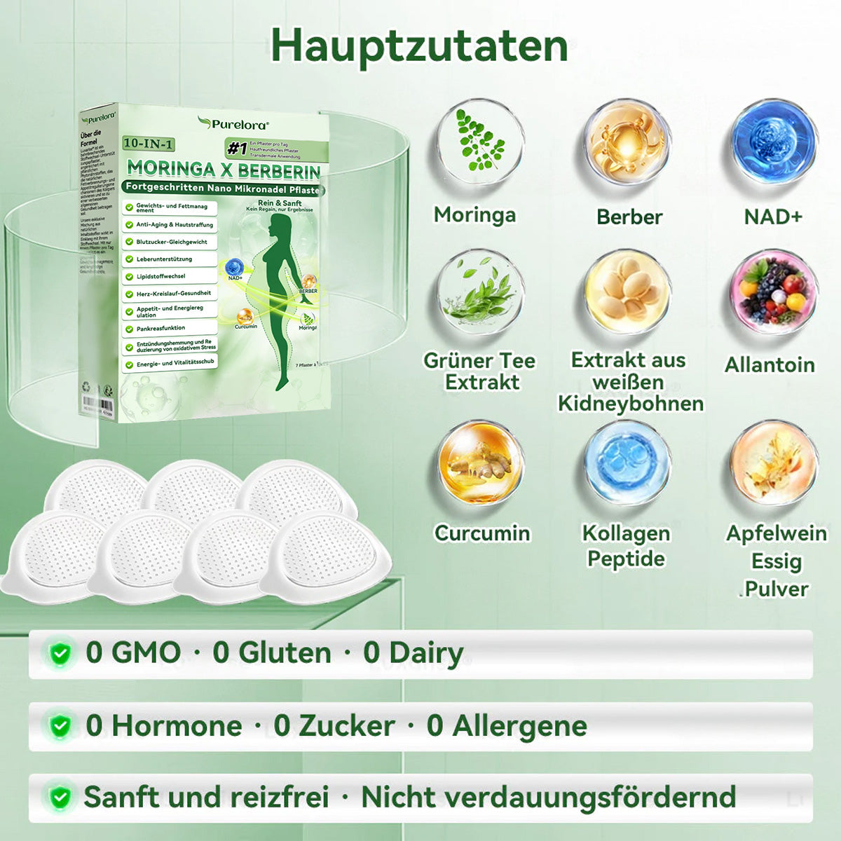 🔥𝑶𝒇𝒇𝒊𝒄𝒊𝒂𝒍 𝑺𝒕𝒐𝒓𝒆🍇  | Purelora® Moringa × Berberin 10-in-1 Fortschrittliches Nano-Mikronadelpflaster (Einmal täglich, sichtbare Veränderungen innerhalb von 7 Tagen)