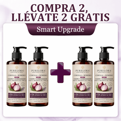 🌿👨‍⚕️ Boutique officielle française | 🔥 Shampoing et après-shampoing 2-en-1 PURELORA® à l'oignon et au romarin — Enrichi d'un complexe actif stimulant la croissance capillaire (concentration x15) pour des cheveux plus épais, plus denses et plus forts.