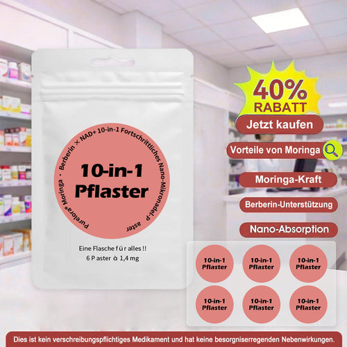 💖𝑶𝒏𝒍𝒊𝒏𝒆-𝑨𝒑𝒐𝒕𝒉𝒆𝒌𝒆丨Purelora® Moringa Berberine NAD+ 10-in-1 Nano-Mikronadel-Patch (Nur einmal täglich, sichtbare Veränderungen in 7 Tagen) ✅ Für Übergewicht, lockere Haut, Diabetes, Schlafapnoe, Gelenkprobleme und mehr