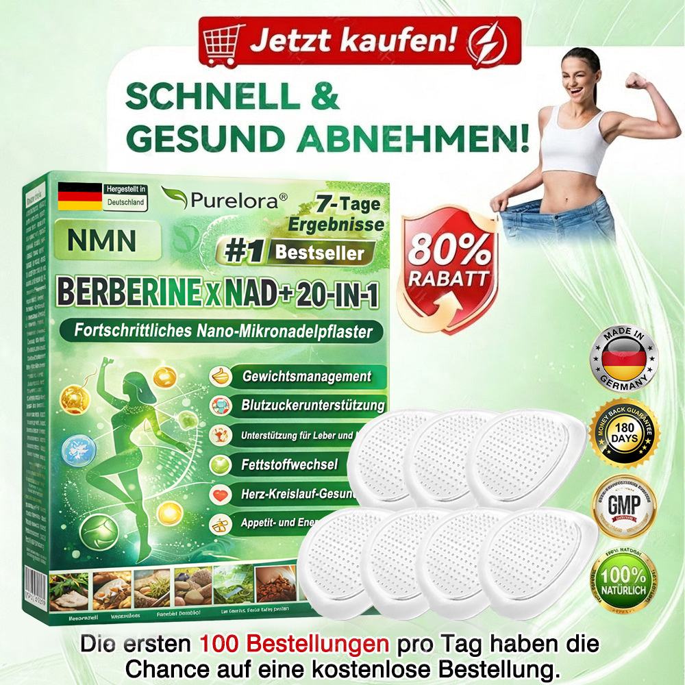 💖𝑶𝒏𝒍𝒊𝒏𝒆-𝑨𝒑𝒐𝒕𝒉𝒆𝒌𝒆💖丨Purelora® Moringa Berberine x NAD+ 20-in-1 Nano-Mikronadel-Patch (Nur einmal täglich, sichtbare Veränderungen in 7 Tagen) ✅ Für Übergewicht, lockere Haut, Diabetes, Schlafapnoe, Gelenkprobleme und mehr