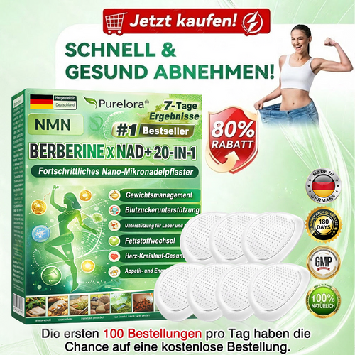 💖𝑶𝒏𝒍𝒊𝒏𝒆-𝑨𝒑𝒐𝒕𝒉𝒆𝒌𝒆💖丨Purelora® Moringa Berberine x NAD+ 20-in-1 Nano-Mikronadel-Patch (Nur einmal täglich, sichtbare Veränderungen in 7 Tagen) ✅ Für Übergewicht, lockere Haut, Diabetes, Schlafapnoe, Gelenkprobleme und mehr
