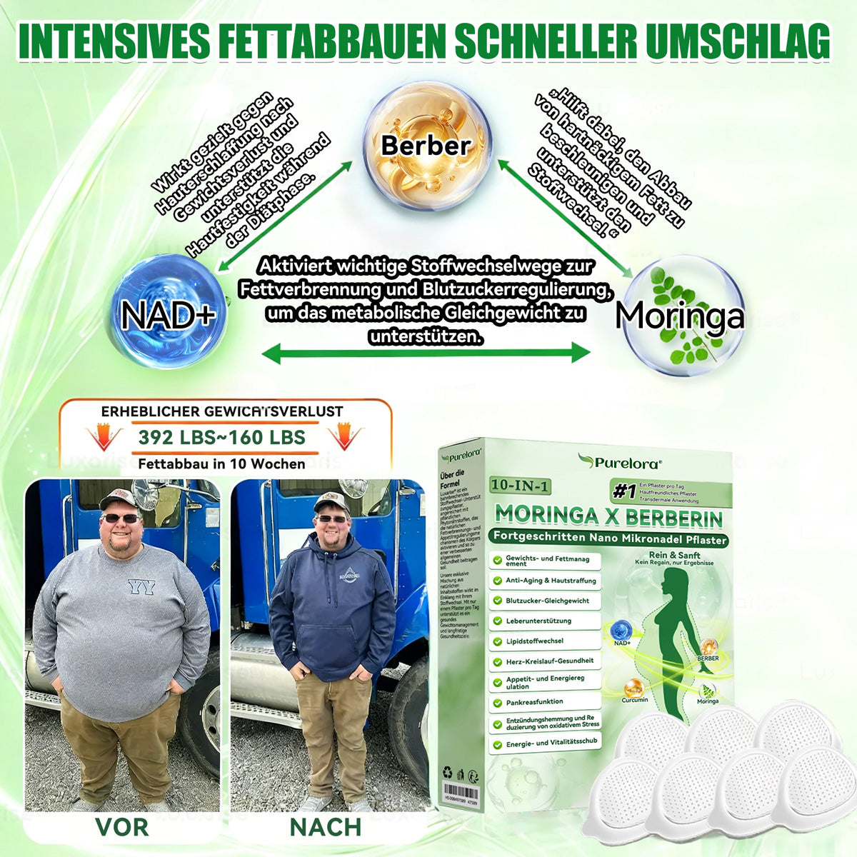 🔥𝑶𝒇𝒇𝒊𝒄𝒊𝒂𝒍 𝑺𝒕𝒐𝒓𝒆🍇  | Purelora® Moringa × Berberin 10-in-1 Fortschrittliches Nano-Mikronadelpflaster (Einmal täglich, sichtbare Veränderungen innerhalb von 7 Tagen)