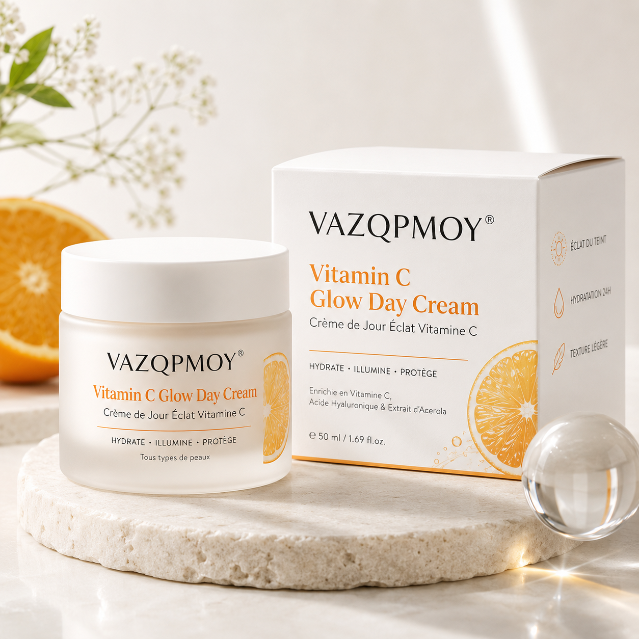 VAZQPMOY® Crème de jour éclat à la vitamine C
