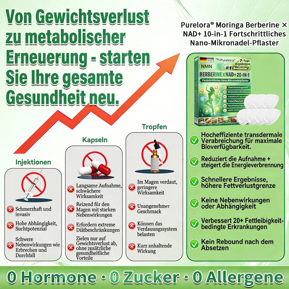 💖𝑶𝒏𝒍𝒊𝒏𝒆-𝑨𝒑𝒐𝒕𝒉𝒆𝒌𝒆💖丨Purelora® Moringa Berberine x NAD+ 20-in-1 Nano-Mikronadel-Patch (Nur einmal täglich, sichtbare Veränderungen in 7 Tagen) ✅ Für Übergewicht, lockere Haut, Diabetes, Schlafapnoe, Gelenkprobleme und mehr