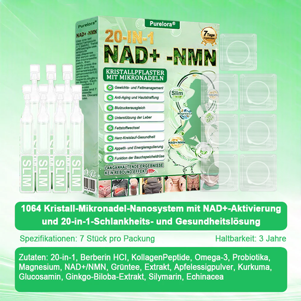 Purelora® Crystal Microneedle Nano-System mit NAD⁺-Aktivierung & 20-in-1 Slim- & Healthy-Patch-Lösung