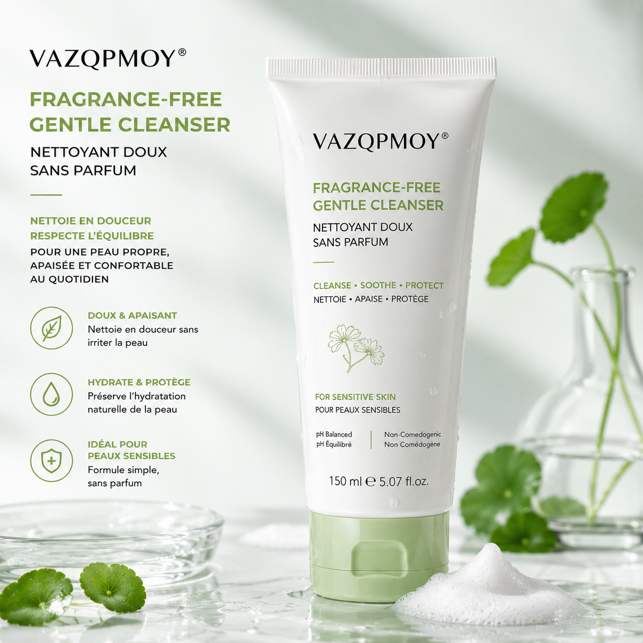 VAZQPMOY® Nettoyant doux sans parfum